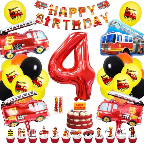 48 Stück Feuerwehr Deko Kindergeburtstag, Feuerwehr Geburtstag Deko 4 jahre Junge, Feuerwehr Luftballons 4 Kindergeburtstag, Feuerwehr Deko 4. Geburtstag Junge, Happy Birthday Deko für Feuerwehr Party 48 Stück Feuerwehr Deko Kindergeburtstag, Feuerwehr Geburtstag Deko 4 jahre Junge, Feuerwehr Luftballons 4 Kindergeburtstag, Feuerwehr Deko 4. Geburtstag Junge, Happy Birthday Deko für Feuerwehr Party von BOYATONG