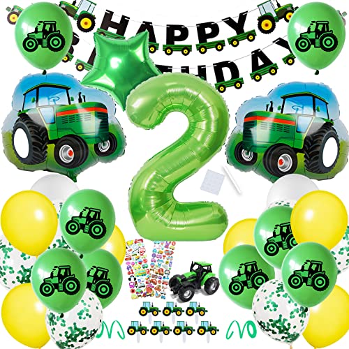 Geburtstagsdeko 2 jahre Junge,Traktor Geburtstag Deko, Luftballon Traktor Deko kindergeburtstag, Folienballon Traktor für Geburtstagdeko Babyshower Jungen von BOYATONG