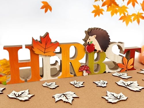 Herbst Deko, Tischdeko Herbst mit Herbstblätter, Holz Schriftzug Herbst Dekoration, Herbstdeko Innen, Herbstliche Deko Herbst Herbst Deko, Tischdeko Herbst mit Herbstblätter, Holz Schriftzug Herbst Dekoration, Herbstdeko Innen, Herbstliche Deko Herbst von BOYATONG