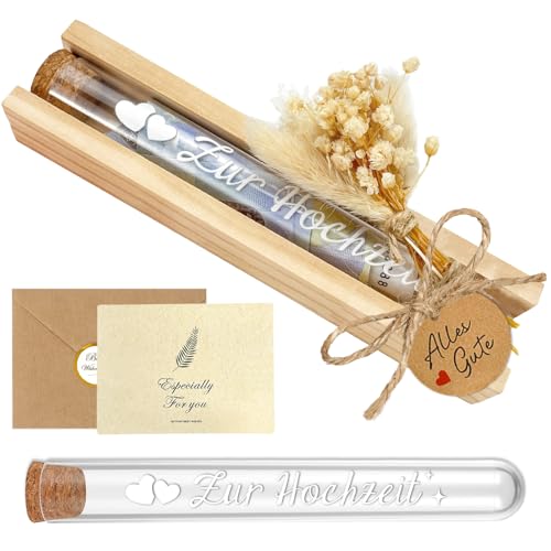 Hochzeitsgeschenke für Brautpaar, Elegante Geldgeschenk Hochzeit, Geldgeschenke Verpackung Geschenkbox mit Trockenblumen & Hochzeitskarte & Reagenzglas, Kreative Hochzeitsgeschenk Geld Hochzeitsgeschenke für Brautpaar, Elegante Geldgeschenk Hochzeit, Geldgeschenke Verpackung Geschenkbox mit Trockenblumen & Hochzeitskarte & Reagenzglas, Kreative Hochzeitsgeschenk Geld von BOYATONG