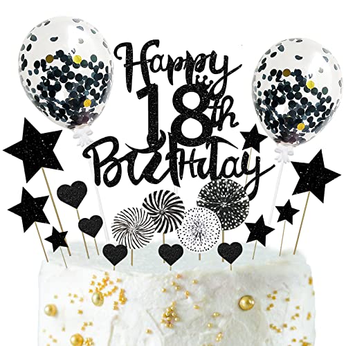 Tortendeko 18 Schwarz, 24 Stück Glitzer Kuchen Deko, Cake Topper 18 Geburtstag Junge, Happy Birthday Tortendeko für 18 Geburtstag Party Mädchen Jungen Tortendeko 18 Schwarz, 24 Stück Glitzer Kuchen Deko, Cake Topper 18 Geburtstag Junge, Happy Birthday Tortendeko für 18 Geburtstag Party Mädchen Jungen von BOYATONG