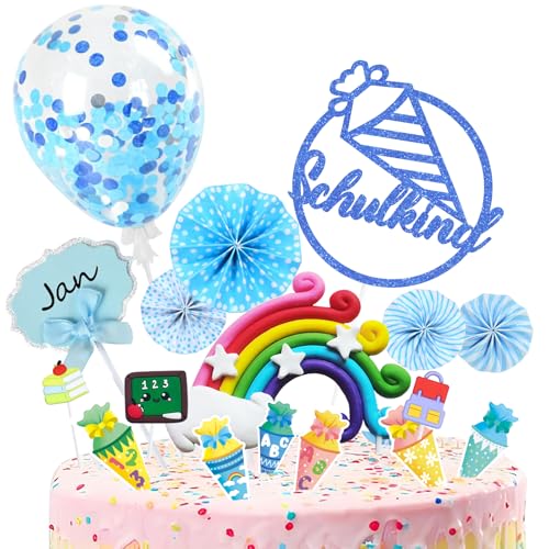 Tortendeko Einschulung Junge, Schulkind Tortendeko Schulanfang Deko, Kuchendeko Schulanfang Schulkind 2025 Tortenaufleger Einschulung Deko, Zuckertüte Regenbogen Cake Topper Einschulung Geschenk Tortendeko Einschulung Junge, Schulkind Tortendeko Schulanfang Deko, Kuchendeko Schulanfang Schulkind 2025 Tortenaufleger Einschulung Deko, Zuckertüte Regenbogen Cake Topper Einschulung Geschenk von BOYATONG