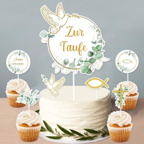 22 Stück Cake Topper Taufe, Tortendeko Taufe, Zur Taufe Tortendeko - Taufe Tortendeko Mädchen Junge, für Taufe Deko, Geburtstage, Taufen Duschen von BOYATONG