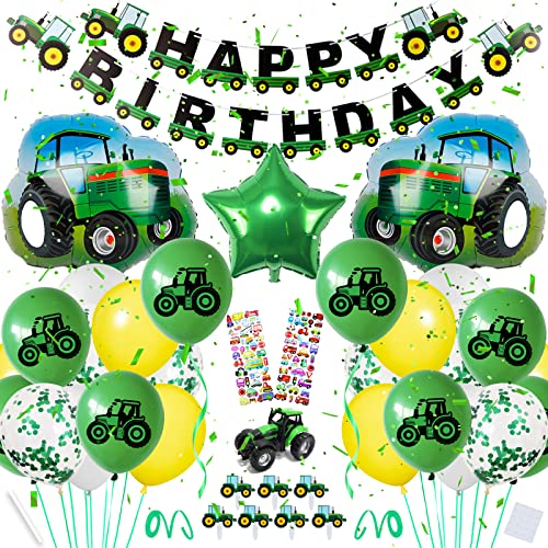 Traktor Geburtstag Deko XXL Set, Traktor Deko Kindergeburtstag, Deko 2. Geburtstag Junge, Traktor Luftballon für 2. 3.Geburtstagdeko Kindergeburtstag von BOYATONG