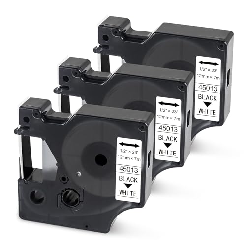 BOYEEZON A45013 Kompatibel für Dymo D1 45013s 12mm x 7m Etikettenband Schwarz auf Weiß S0720530 Ersatz für Dymo Labelmanager 160 210D 360D 150 420P Schriftband, 3-Pack von BOYEEZON