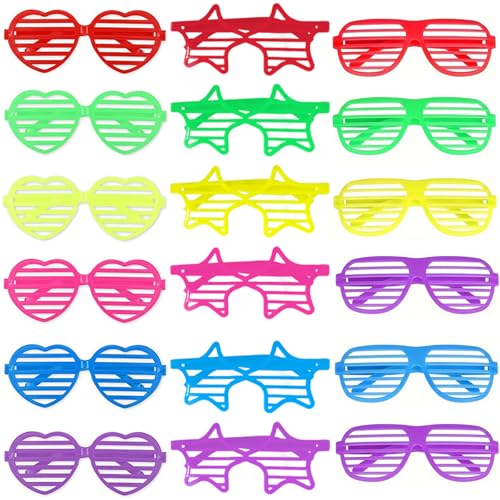 18pcs Shutter Shades Brille,6 Farben Shutter Brille 80er Shutter Mode Neon Farbe Shutter Shades Brille für Fotozubehör,Partygeschenke,80er Party,Fasching,Halloween Party 18pcs Shutter Shades Brille,6 Farben Shutter Brille 80er Shutter Mode Neon Farbe Shutter Shades Brille für Fotozubehör,Partygeschenke,80er Party,Fasching,Halloween Party von BOZILY