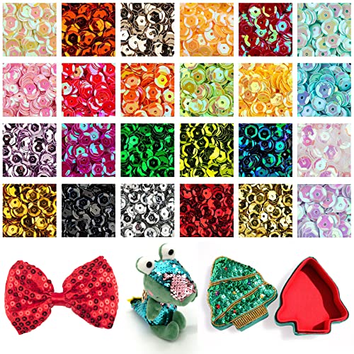 36000pcs 24 Farben 5mm Pailletten Basteln BOZILY Bunt Pailletten mit Box Lose Craft Pailletten Glitzernde Regenbogen Pailletten Cup Pailletten Rainbow Tasse Pailletten für DIY Kunsthandwerk von BOZILY