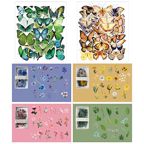 240 Stück Scrapbook Aufkleber Pflanzen BOZILY Blumen Sticker Transparent PET Scrapbooking Schmetterlinge Sticker für Fotoalbum Sammelalbum Notizbuch Tagebuch Laptops DIY Dekoration… von BOZILY