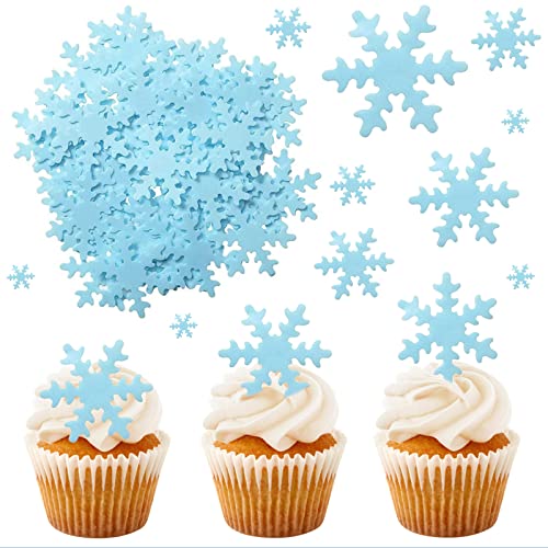 50pcs Essbare Schneeflocken Tortendeko Schneeflocken Kuchen Dekorationen essbare Kuchen Topper Schneeflocke Cupcake Toppers essbare gefrorene Kuchen Topper für die Winterkuchen Dekoration(Blau) von BOZILY