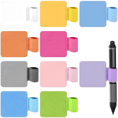 BOZILY 10 Stück Stiftschlaufe Selbstklebend, Stifthalter Notizbuch, PU Pen Loop, Abnehmbare Stifthalter mit Elastisch Gummi Band füR Notizbuch, Planer, Kalender, Klemmbretter von BOZILY