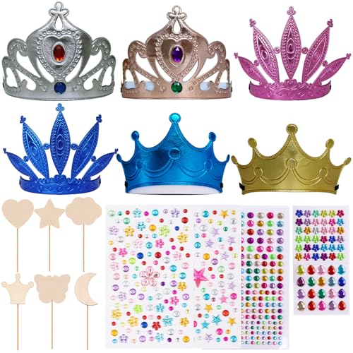 BOZILY 18-teiliges Prinzessinnenkronen-Set zum Selbermachen, 6 Kinderkronen-Set + 6 Aufkleber + 6 Zauberstäbe, zum Dekorieren, Erstellen Sie Ihre eigenen für Kinderpartys und Geburtstagsfeiern BOZILY 18-teiliges Prinzessinnenkronen-Set zum Selbermachen, 6 Kinderkronen-Set + 6 Aufkleber + 6 Zauberstäbe, zum Dekorieren, Erstellen Sie Ihre eigenen für Kinderpartys und Geburtstagsfeiern von BOZILY