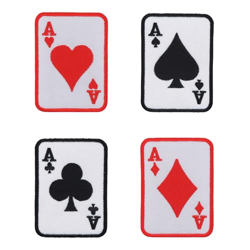 4er Set Poker Karten Ass Herz Karo Pik Kreuz – Hochwertige Aufnäher zum Aufbügeln & Aufnähen | Gestickte Bügelpatches für Karneval, Fasching, Kostüm Patch Applikation Größe je Aufnäher 5,5 x 7,5 cm 4er Set Poker Karten Ass Herz Karo Pik Kreuz – Hochwertige Aufnäher zum Aufbügeln & Aufnähen | Gestickte Bügelpatches für Karneval, Fasching, Kostüm Patch Applikation Größe je Aufnäher 5,5 x 7,5 cm von BP BRAUNERT PATCHES