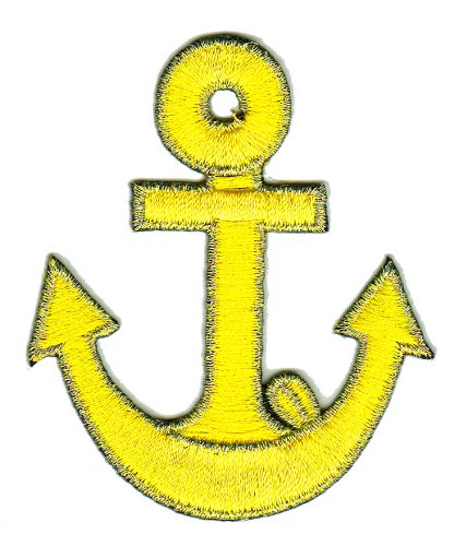 Anker Gelb Gold Aufnäher zum aufbügeln oder aufnähen Bügelbild Aufbügler für Kleidung gestickter Bügelpatch Applikation Seefahrt Patch Größe 5,5 x 6,7 cm von BP BRAUNERT PATCHES