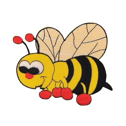 Biene Hummel Aufnäher zum aufbügeln Bügelbild Aufbügler Bügelflicken Applikation Patch Größe 9,5 x 7,9 cm von BP BRAUNERT PATCHES