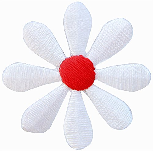 Blüte Weiß Rot klein Blume Aufnäher zum aufbügeln Bügelbild Aufbügler Bügelflicken Patch Größe 3,5 x 3,5 cm von BP BRAUNERT PATCHES