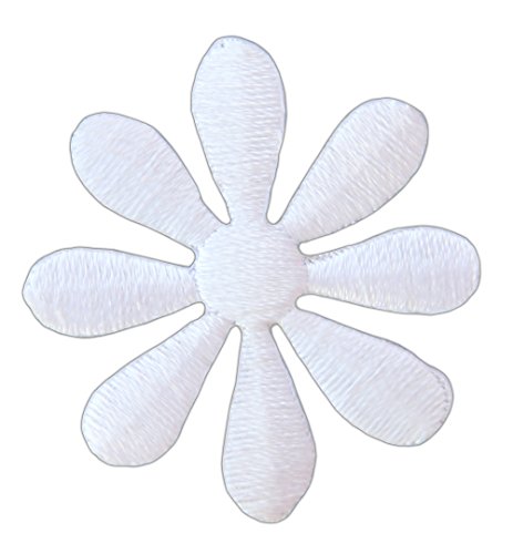 Blüte Weiß klein Blume Aufnäher zum aufbügeln Bügelbild Aufbügler Bügelflicken Patch Größe 3,5 x 3,5 cm von BP BRAUNERT PATCHES