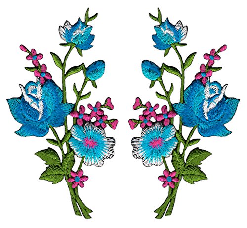 Blumen Set Blau Rosa 2 Stück Aufnäher zum aufbügeln oder aufnähen Bügelbild Aufbügler für Kleidung gestickter Bügelpatch Applikation Patch Größe einer Blume 5,5 x 11,0 cm Blumen Set Blau Rosa 2 Stück Aufnäher zum aufbügeln oder aufnähen Bügelbild Aufbügler für Kleidung gestickter Bügelpatch Applikation Patch Größe einer Blume 5,5 x 11,0 cm von BP BRAUNERT PATCHES