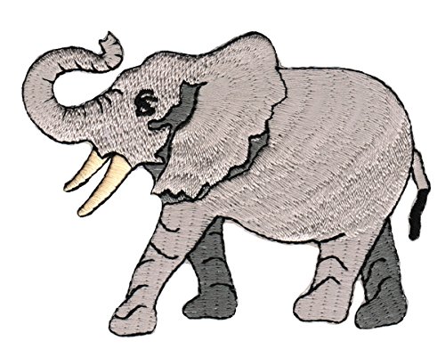 Elefant Grau Aufnäher zum aufbügeln Bügelbild Aufbügler Bügelflicken Patch Größe 9,0 x 6,5 cm von BP BRAUNERT PATCHES