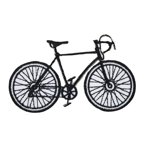 Fahrrad Schwarz Rennrad Aufnäher zum aufbügeln Bügelbild Aufbügler Bügelflicken Patch Größe 8,5 x 5,1 cm von BP BRAUNERT PATCHES