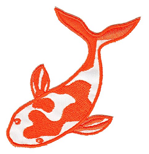 Fisch Koi Orange Aufnäher zum aufbügeln Bügelbild Aufbügler Bügelflicken Patch Größe 8,5 x 7,0 cm von BP BRAUNERT PATCHES