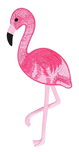 Flamingo Vogel Groß Rückenaufnäher Backpatch Aufnäher Bügelbild Patch Flicken Größe 8,5 x 22,0 cm von BP BRAUNERT PATCHES
