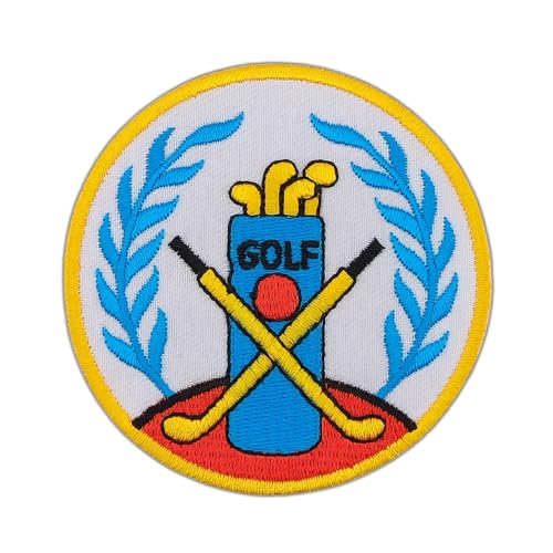 Golf Abzeichen Aufnäher zum aufbügeln Bügelbild Aufbügler Bügelflicken Applikation Patch Größe 7,0 x 7,0 cm von BP BRAUNERT PATCHES