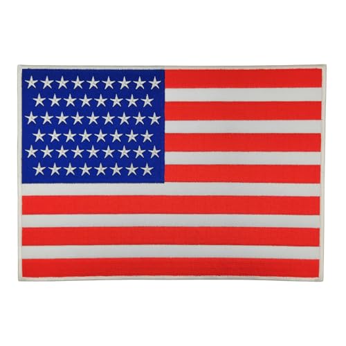 Großer USA Flagge Rückenpatch – 28 x 19,8 cm – Gestickter Aufnäher Biker, XXL Flicken Rückenaufnäher Vereinigte Staaten Amerika Backpatch für Motorradjacken Kutten Lederwesten – Hochwertige Stickerei Großer USA Flagge Rückenpatch – 28 x 19,8 cm – Gestickter Aufnäher Biker, XXL Flicken Rückenaufnäher Vereinigte Staaten Amerika Backpatch für Motorradjacken Kutten Lederwesten – Hochwertige Stickerei von BP BRAUNERT PATCHES