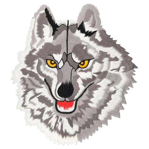 Großer Wolf Rückenpatch Grau – 20,2 x 22,5 cm – Gestickter Aufnäher für Biker, Rückenaufnäher, XXL Flicken Patch Bügelbild, Backpatch für Motorradjacken, Kutten, Lederwesten – Hochwertige Stickerei Großer Wolf Rückenpatch Grau – 20,2 x 22,5 cm – Gestickter Aufnäher für Biker, Rückenaufnäher, XXL Flicken Patch Bügelbild, Backpatch für Motorradjacken, Kutten, Lederwesten – Hochwertige Stickerei von BP BRAUNERT PATCHES