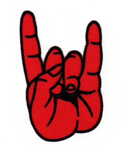Heavy Metal Hand Rot Rocker Devil Horn Aufnäher zum aufbügeln Bügelbild Aufbügler Bügelflicken Patch Größe 6,2 x 10 cm von BP BRAUNERT PATCHES