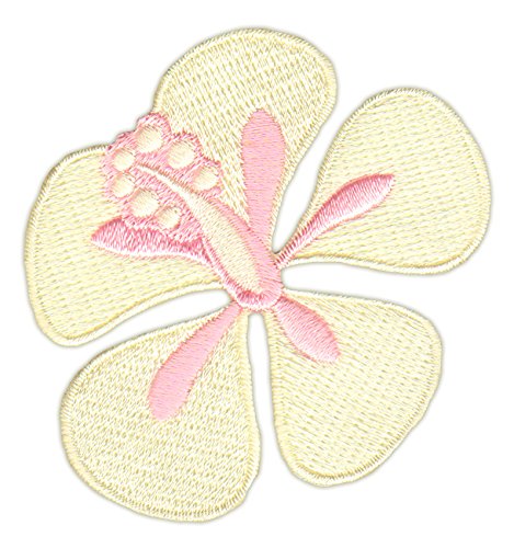 Hibiskus Blüte Gelb Blume Aufnäher zum aufbügeln Bügelbild Aufbügler Bügelflicken Patch Größe 6,8 x 5,6 cm von BP BRAUNERT PATCHES