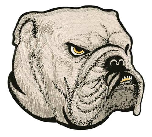 Hund Kopf Bulldogge Rückenaufnäher Backpatch Aufnäher Groß Bügelbild Patch Flicken Größe 22,0 x 20,0 cm von BP BRAUNERT PATCHES