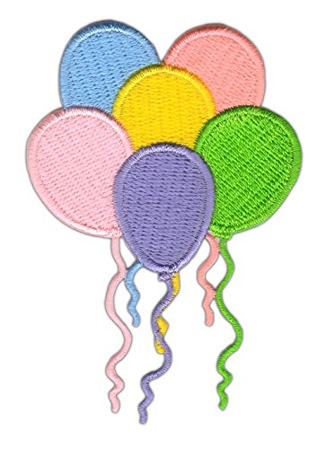 Luftballons Bunt Gestickt Aufnäher zum aufbügeln Bügelbild Aufbügler Bügelflicken Applikation Patch Größe 7,9 x 5,3 cm von BP BRAUNERT PATCHES