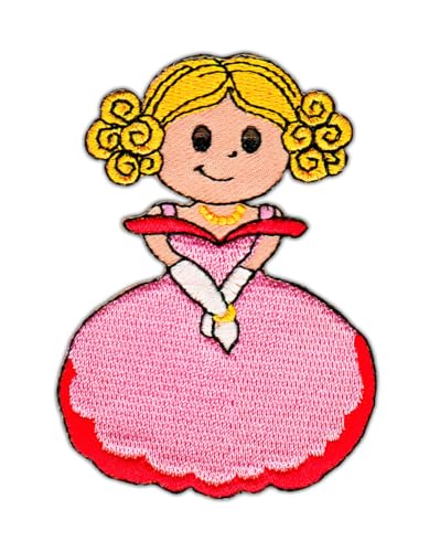 Mädchen im Rosa Kleid Aufnäher zum aufbügeln Bügelbild Aufbügler Applikation Bügelflicken Prinzessin Patch Größe 5,5 x 7,5 cm von BP BRAUNERT PATCHES