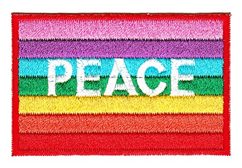 Peace Regenbogen Flagge Aufnäher zum aufbügeln Bügelbild Aufbügler Bügelflicken Applikation Patch Größe 9,0 x 6,0 cm von BP BRAUNERT PATCHES