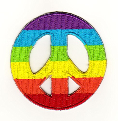 Peace Zeichen Regenbogen Aufnäher zum aufbügeln Bügelbild Aufbügler Bügelflicken Patch Größe 7 x 7 cm von BP BRAUNERT PATCHES