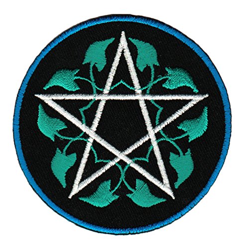 Pentakel Pentagramm Blau Weiß Aufnäher zum aufbügeln Bügelbild Aufbügler Bügelflicken Applikation Patch Größe 7,3 x 7,3 cm von BP BRAUNERT PATCHES