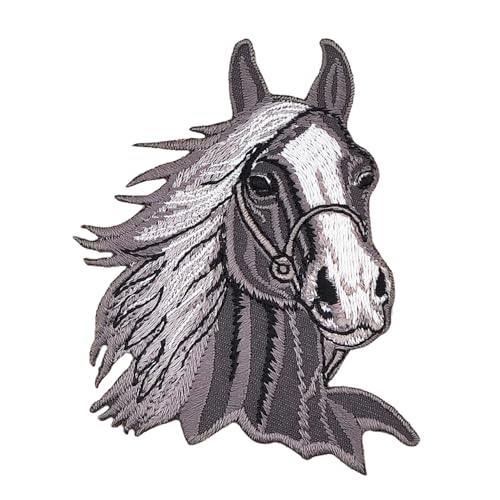 Pferd Kopf Grau Reiten Aufnäher zum aufbügeln oder aufnähen Bügelbild Aufbügler für Kleidung gestickter Bügelflicken Applikation Patch Größe 6,5 x 8,3 cm Pferd Kopf Grau Reiten Aufnäher zum aufbügeln oder aufnähen Bügelbild Aufbügler für Kleidung gestickter Bügelflicken Applikation Patch Größe 6,5 x 8,3 cm von BP BRAUNERT PATCHES