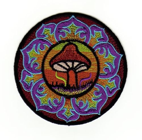 Pilz Hindu Yoga Aufnäher zum aufbügeln Bügelbild Aufbügler Bügelflicken Patch Größe 8,5 x 8,5 cm von BP BRAUNERT PATCHES