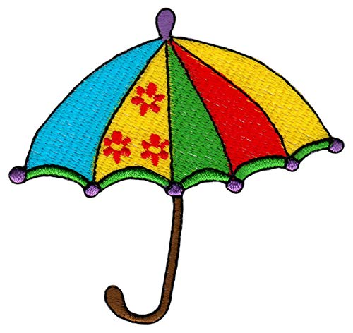 Regenschirm Bunt Gestickt Aufnäher zum aufbügeln Bügelbild Aufbügler Bügelflicken Applikation Patch Größe 7,7 x 7,5 cm von BP BRAUNERT PATCHES