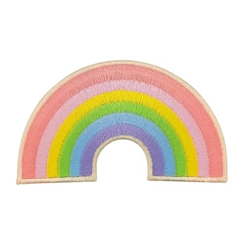 Rosa Regenbogen Aufnäher zum aufbügeln Bügelbild Aufbügler Bügelflicken Patch Größe 7,2 x 4,2 cm von BP BRAUNERT PATCHES