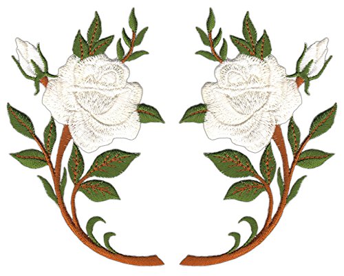 Rose Weiß 2 Stück Aufnäher zum aufbügeln oder aufnähen Bügelbild Aufbügler für Kleidung gestickter Bügelflicken Blumen Applikation Patch Größe einer Rose 6,3 x 10,6 cm Rose Weiß 2 Stück Aufnäher zum aufbügeln oder aufnähen Bügelbild Aufbügler für Kleidung gestickter Bügelflicken Blumen Applikation Patch Größe einer Rose 6,3 x 10,6 cm von BP BRAUNERT PATCHES