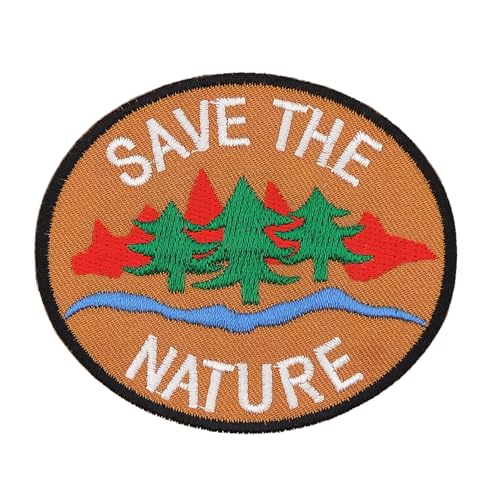 Save the Nature Braun Aufnäher zum aufbügeln Bügelbild Aufbügler Bügelflicken Wald Natur Umweltschutz Patch Größe 7,9 x 6,7 cm von BP BRAUNERT PATCHES