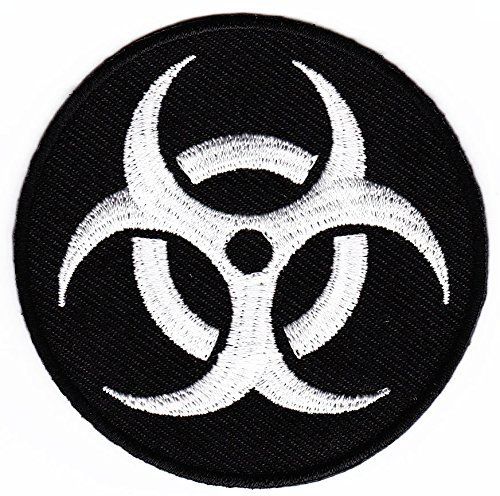 Symbol Biogefährdung Biohazard Warnzeichen Schwarz Aufnäher zum aufbügeln Bügelbild Aufbügler Bügelflicken Patch Größe 7 x 7 cm von BP BRAUNERT PATCHES