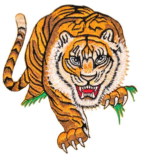 Tiger Groß Raubkatze Königstiger Aufnäher zum aufbügeln Bügelbild Aufbügler Bügelflicken Applikation Patch Größe 11,5 x 12,5 cm von BP BRAUNERT PATCHES