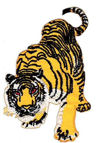 Tiger klein Aufnäher zum aufbügeln Bügelbild Aufbügler Bügelflicken Applikation Raubkatze Patch Größe 6,0 x 9,3 cm von BP BRAUNERT PATCHES