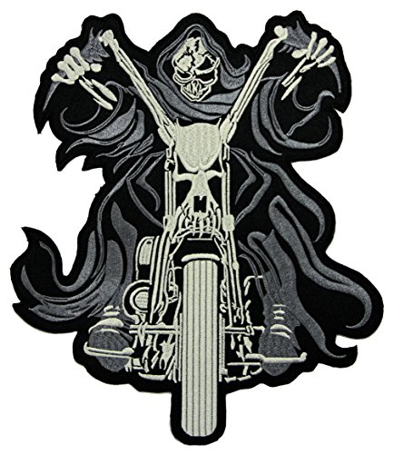 Großer Skelett Rückenpatch – 23,3 x 23,3 cm – Gestickter Aufnäher Biker XXL Rückenaufnäher Motorrad Totenkopf Ghost Rider Patch Backpatch für Motorradjacken Kutten Lederwesten – Hochwertige Stickerei Großer Skelett Rückenpatch – 23,3 x 23,3 cm – Gestickter Aufnäher Biker XXL Rückenaufnäher Motorrad Totenkopf Ghost Rider Patch Backpatch für Motorradjacken Kutten Lederwesten – Hochwertige Stickerei von BP BRAUNERT PATCHES