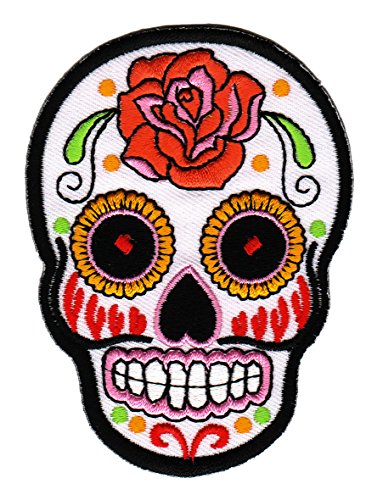 Totenkopf Weiß Rose Aufnäher zum aufbügeln aufnähen Bügelbild Aufbügler für Kleidung gestickter Bügelflicken Mexiko Applikation Mexikanischer Schädel Skull Día de los Muertos Patch Größe 6,6 x 9 cm Totenkopf Weiß Rose Aufnäher zum aufbügeln aufnähen Bügelbild Aufbügler für Kleidung gestickter Bügelflicken Mexiko Applikation Mexikanischer Schädel Skull Día de los Muertos Patch Größe 6,6 x 9 cm von BP BRAUNERT PATCHES