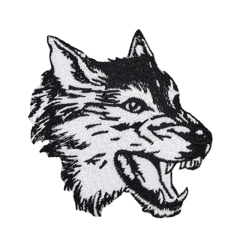 Wolf Kopf Schwarz Weiß Aufnäher zum aufbügeln oder aufnähen Bügelbild Aufbügler für Kleidung gestickter Bügelpatch Applikation Hund Patch Größe 7,7 x 7,8 cm Wolf Kopf Schwarz Weiß Aufnäher zum aufbügeln oder aufnähen Bügelbild Aufbügler für Kleidung gestickter Bügelpatch Applikation Hund Patch Größe 7,7 x 7,8 cm von BP BRAUNERT PATCHES