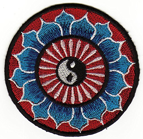 Yin Yang Zeichen Buddha Blume Aufnäher zum aufbügeln Bügelbild Aufbügler Bügelflicken Patch Größe 7,8 x 7,8 cm von BP BRAUNERT PATCHES