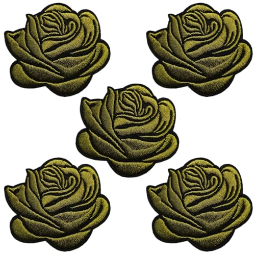 BPA 5 Stück Aufnäher, Patches zum Aufbügeln, Bügel Flicken - Grüne Rose von BPA